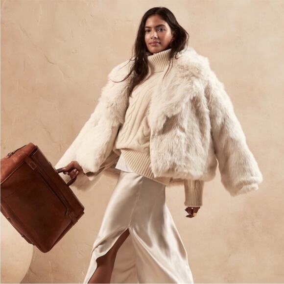 Banana Republic Reversible Down Faux Fur Jacket - Picture 1 of 9